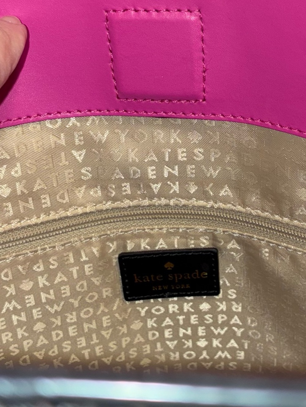 Kate Spade Extra Large Black Leather Tote/Shoulder Bag Pink Interior EUC! - Picture 14 of 15